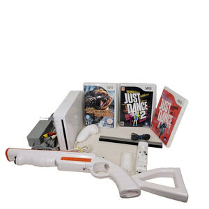 Nintendo Wii Console Lot RVL 001 Video Games Gaming Just Dance Remote